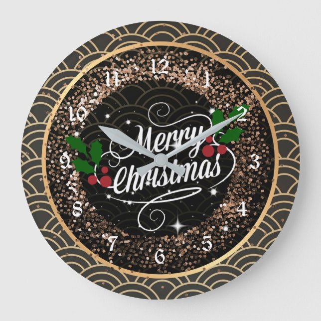 Grande Horloge Ronde Merry Christmas glitter and sparkle   (Recto)