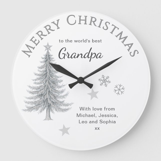 Grande Horloge Ronde Merry Christmas Grandpa Personalized Keepsake (Recto)
