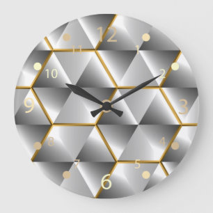 Grande Horloge Ronde métal argenté brillant