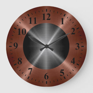 Grande Horloge Ronde Métal argenté en bronze frais d'acier inoxydable