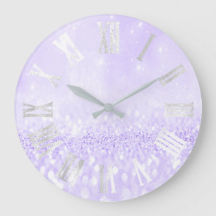 Grande Horloge Ronde Métal argenté gris Numers romain de parties