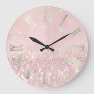 Grande Horloge Ronde Métal argenté gris Numers romain de parties
