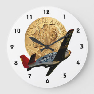 Grande Horloge Ronde Métal de Tuskegee d'honneur/d'avion de queue roug