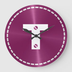 Grande Horloge Ronde Métal en acier inoxydable brillant de Maroon