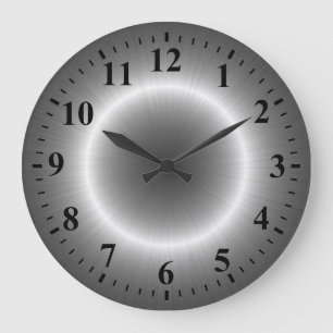 Grande Horloge Ronde Métal en acier inoxydable Cool
