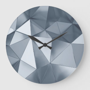 Grande Horloge Ronde Métal géométrique : Motif tridimensionnel
