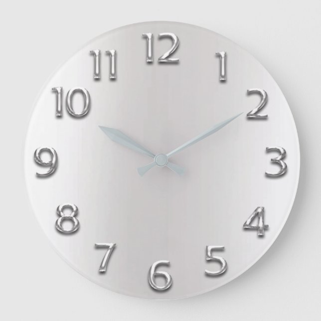 Grande Horloge Ronde Métal gris gris gris gris arabe chiffres minimalis (Recto)