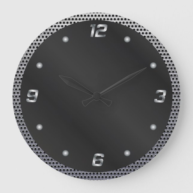 Grande Horloge Ronde Métal perforé (Recto)
