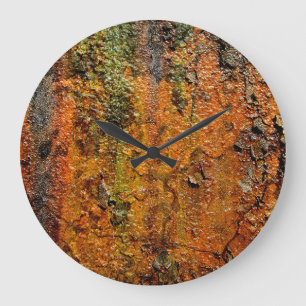 Grande Horloge Ronde Métal rouillé Grunge Art Abstrait