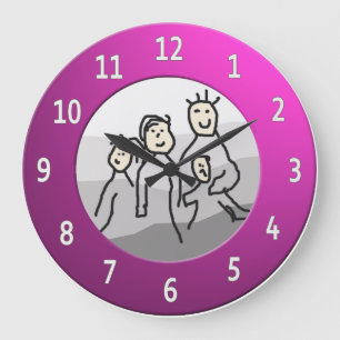 Grande Horloge Ronde Metallic Personalize Round Pink Framed Photo