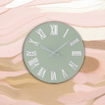 Grande Horloge Ronde Métallique minima chiffres romains Silver Mint Gre<br><div class="desc">Unique minimaliste et décoratif Correspond à la mode réelle dans la décoration maison. Vous pouvez modifier la forme et la couleur de la main.</div>