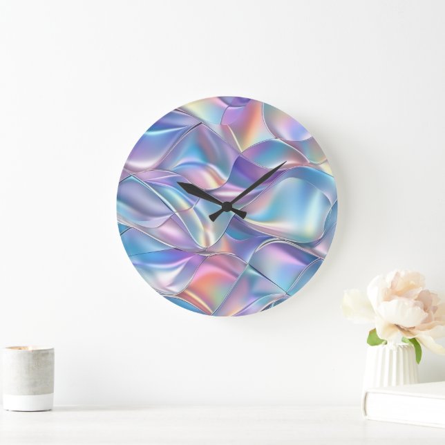 Grande Horloge Ronde Métallisé iridescent 6 Géométrique (Maison)