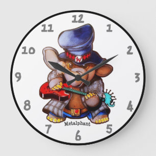 Grande Horloge Ronde Metalphant avec l'horloge murale de guitare -