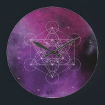 Grande Horloge Ronde Metatron<br><div class="desc">Métatron,  géométrique sacrée,  zen,  Chakra,  Reiki,  Magnétisme,  Dowsing,  mandala,  Méditation,  geobiologia,  violet</div>