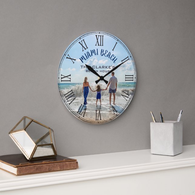 Grande Horloge Ronde Miami Beach House Floride ou Changez pour n'import (Bureau)