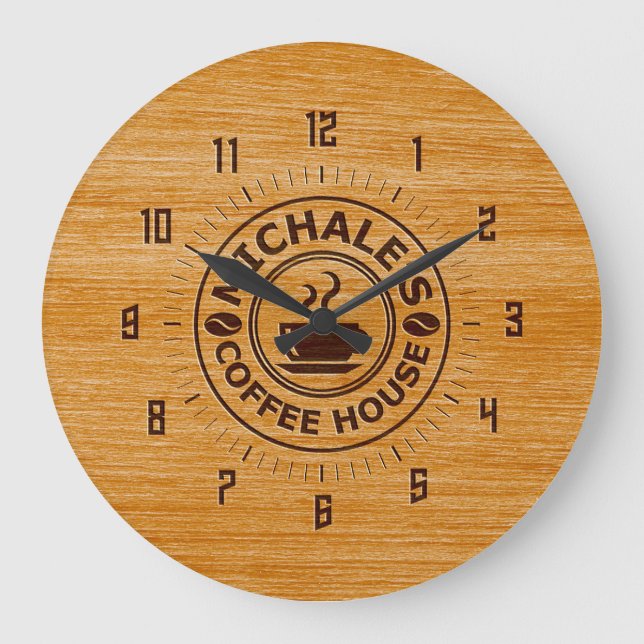 Grande Horloge Ronde Michale's Coffee House Engrave Effect Wall Clock (Recto)
