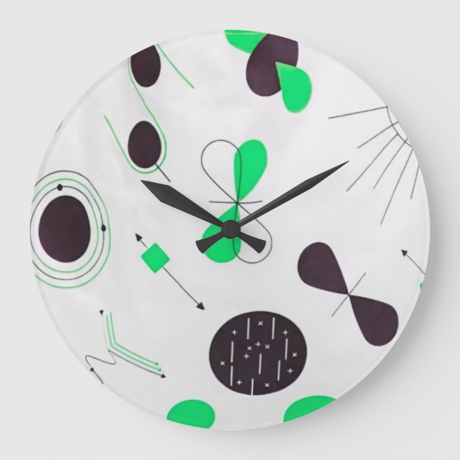 Grande Horloge Ronde Mid Century Modern Green Physics  (Recto)