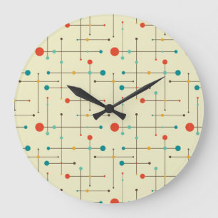 Grande Horloge Ronde Midcentury Modern Round Wall Clock, Pattern d'Eame