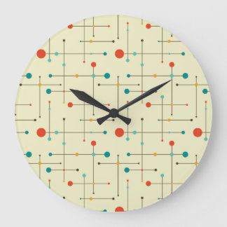 Grande Horloge Ronde Midcentury Modern Round Wall Clock, Pattern d'Eame
