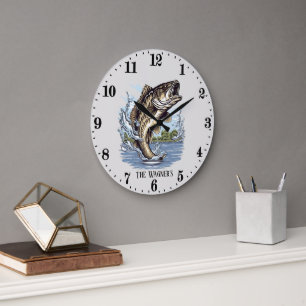 Grande Horloge Ronde Mignet ajouter nom pêche poisson cabine