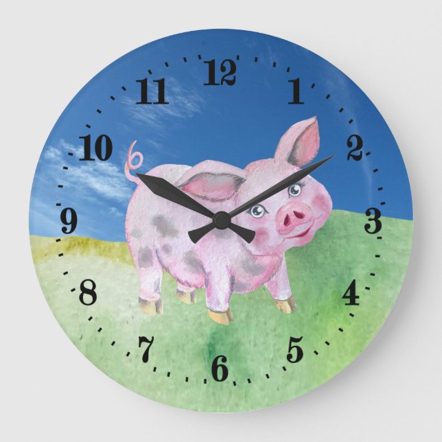 Grande Horloge Ronde mignon Amateurs de cochon de campagne (Recto)