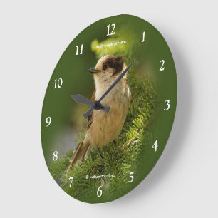 Grande Horloge Ronde Mignon Geai Gris Whiskeyjack Oiseau Mélodieux dans