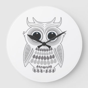 Grande Horloge Ronde Mignon Hibou Blanc Grands Yeux Cottagecore Bois Ma