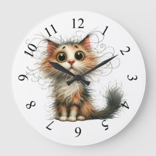 Grande Horloge Ronde Mignon petit chat fantaisiste