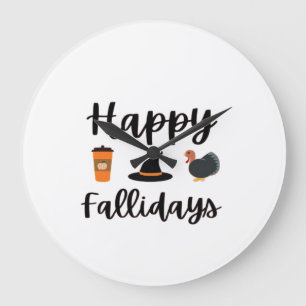 Grande Horloge Ronde Mignon saison d'automne Joyeux Fallidays Action de