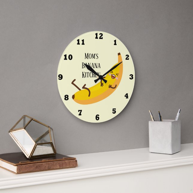 Grande Horloge Ronde Mignonne ajouter nom banane cuisine (Bureau)