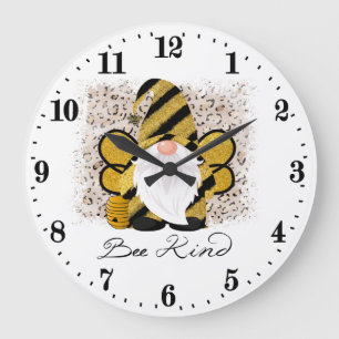 Grande Horloge Ronde mignonne bee gnome amoureux art du monde
