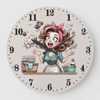 Grande Horloge Ronde Mignonne cuisine vintage