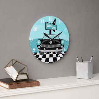 Grande Horloge Ronde Mignonne les années 50 Drive à travers la décorati