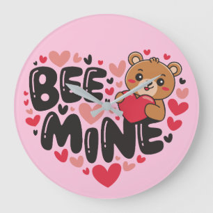 Grande Horloge Ronde Mignonne Ourson Bee Mine Saint-Valentin