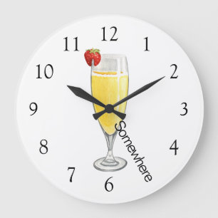 Grande Horloge Ronde Mimosa 5 heures quelque part
