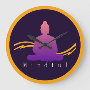 Grande Horloge Ronde "Mindful" Beautiful Bouddha Wall Clock.