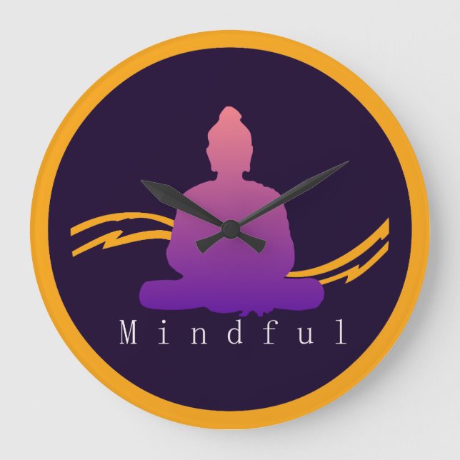 Grande Horloge Ronde "Mindful" Beautiful Bouddha Wall Clock. (Recto)