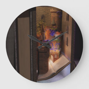 Grande Horloge Ronde Miniature livre nook diorama - château magique