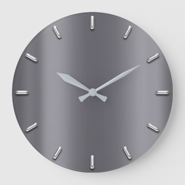 Grande Horloge Ronde Minimalisme gris argent Graphite profond Élégant (Recto)