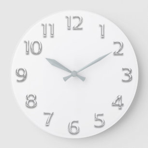 Grande Horloge Ronde Minimalisme gris argenté 3D Effet Blanc moderne