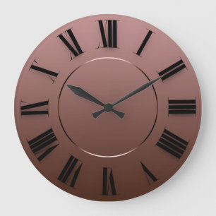 Grande Horloge Ronde Minimalisme moderne Café Numéros romains Brown