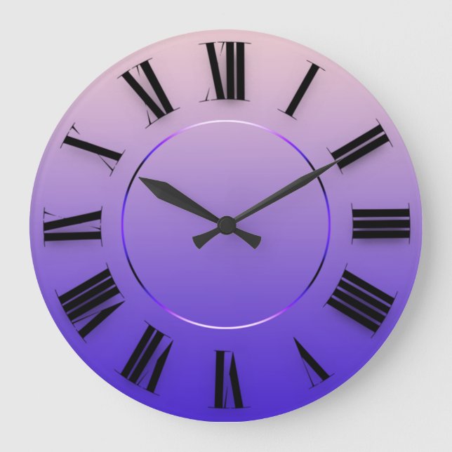 Grande Horloge Ronde Minimalisme moderne Chiffres romains violets (Recto)