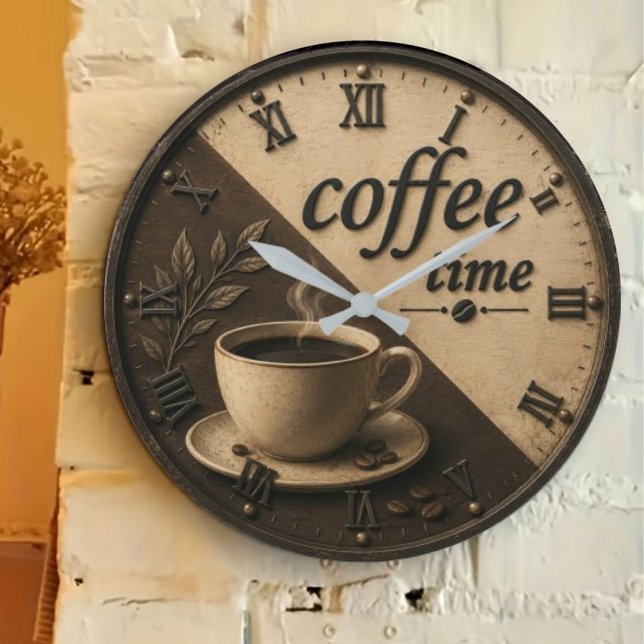 Grande Horloge Ronde Minimalist Coffee Time (Créateur téléchargé)