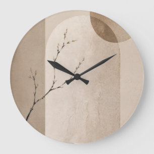 Grande Horloge Ronde Minimalist Japandi Neutral Arch Branch Clock