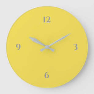 Grande Horloge Ronde Minimaliste jaune et gris