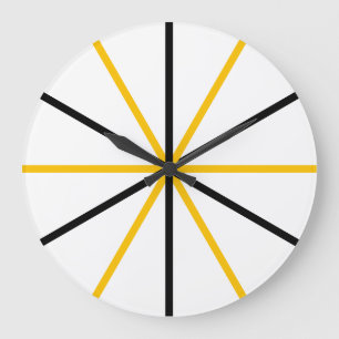 Grande Horloge Ronde Minimaliste moderne Geometric Gold Black Lines