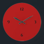 Grande Horloge Ronde Minimaliste rouge et noir<br><div class="desc">L'horloge artistique moderne présente un design minimaliste dans une palette de couleurs rouge et noir. Un design simple et simple avec des chiffres noirs sur un arrière - plan rouge. Un ajout moderne à votre cuisine, salon ou mur de bureau, un cadeau de bureau moderne et réfléchi ou un cadeau...</div>