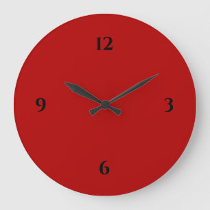 Grande Horloge Ronde Minimaliste rouge et noir