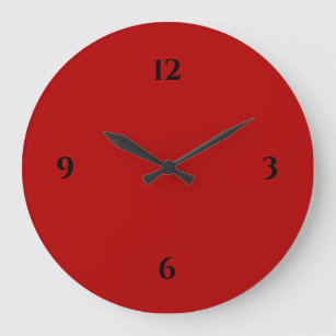 Grande Horloge Ronde Minimaliste rouge et noir