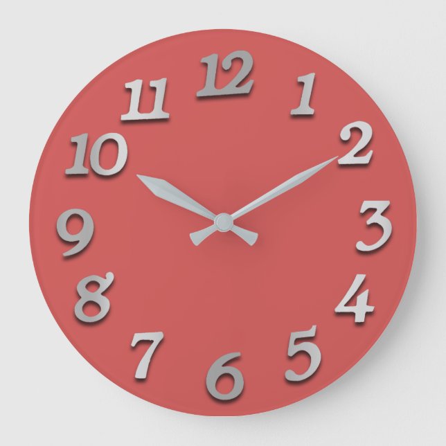 Grande Horloge Ronde Minime Numbers Gray Silver Grey Raspberry Pink (Recto)